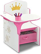 Delta Children Princess Crown Chair Desk with Storage Bin - Ideal for Arts & Crafts, Snack Time, Homeschooling, Homework & More - Greenguard Gold Certified, White/Pink by DeltaChildren