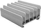 Elestoria 5-Slot Vertical Laptop Stand - Aluminum Laptop Stand Vertical for Desk -Laptop Holder with Adjustable Width (12-38mm) Compatible with MacBook Pro/Air & Gaming Laptops up to 17.3"-Grey by Elestoria