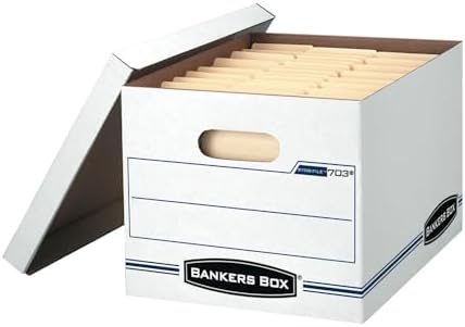 Bankers Box 6-Pack Basic Duty File Storage Boxes with Lids, Letter/Legal, STOR/FILE, (57036-04) by BankersBox