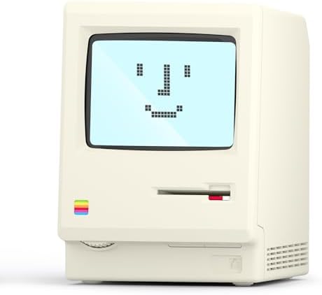 UNEEDE Maclock Retro Desk Clock, 1984 W-8 Computer Inspired Pixel Display Rechargeable Desk Clock, Multi-Alarm, Calendar, Temperature, Dimmable, Unique Retro Tech Gift for Office Bedroom Night Light by UNEEDE