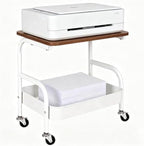 Under Desk Printer Stand with Storage 2 Tier Rolling Printer Cart with Wheels, Mobile Short Under Shelf Storage Small Rolling Table Cart for Home Office, White by Hijelyn