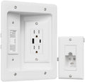 TV Cord Hider for Wall Mounted TV, in-Wall Cable Management Kit, Outlet Box– Dual Outlet Cord Hider with TypeC/USB Power Port & Low Voltage Support, Includes Drywall Saw, Template & Extension Cable by PRLF
