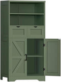 TEENFON Bathroom Cabinet with Adjustable Shelf & 2 Drawers, Farmhouse Storage Cabinet with 2 Doors, Kitchen Storage Cabinets for Living Room, Entryway, Home Office, Forest Green by TEENFON