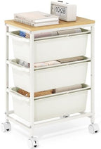 KINGBOARD Slim Rolling Cart with 3 Drawers, Metal Utility Storage Cart by KINGBOARD