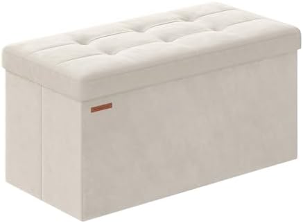 SONGMICS Storage Ottoman Bench, 30 Inches Velvet Foldable Foot Rest by SONGMICSbySONGMICSHOME