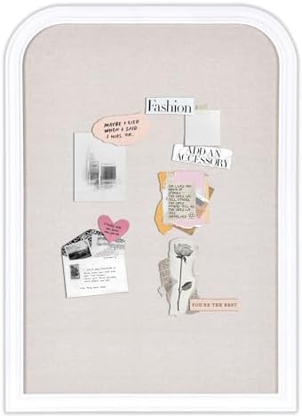 Bulletin Board with Linen, 31.5x23.6 inches Bulletin Board with White Wood Style Frame, Decorative Hanging Pin Board Vision Board Message Board for Office School Home Decor(2R&2S,L-6080,1p) by Aitakatta