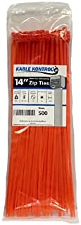 Kable Kontrol Cable Zip Ties, 14 Inch, 500 Pcs, 50lbs Test, Orange by KABLEKONTROL%C2%AE