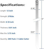 Metal Zip Tie Gun Kit with 200 Pcs 12" Stainless Steel Cable Ties - Image 4