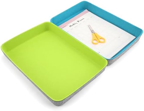 Welaxy 2pc Office desk drawer organizer Paper File Tray Green Turquoise by Welaxy
