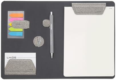 LHiDS Creative Magnetic Business Portfolio Resume Padfolio Organizer, A5 Folder with Clipboard, Paper Clip, Writing Pad, Magnetic Closure for Work, School and More, Grey by LHiDSCreative