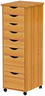 Jela-USA Solid Pine Wood 8 Drawer Rolling Cart, Honey Pine - Image 5