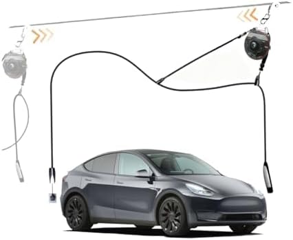 EV Charger Retractable Cord Reel, Sliding Ceiling Cableway, Overhead EV Charging Cable Organizer for 2-Car Garage, 6.6 ft Reach, Tesla NACS & J1772 Compatible by Unknown