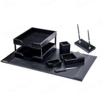 Dacasso Black Bonded Leather Luxury 9 Piece Desk Set - Blotter Pad & Desk Mat Organization Essentials - Executive Decor and Surface Protector - Image 5