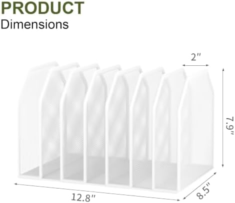 FANXIYQ White 7-Section File Folder Organizer for Desk, Metal Vertical File Holder Stand, Desktop File Organizer Rack for Letter/A4 Folders, Papers, Books, Office Classroom Home - Image 6