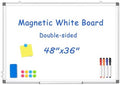 Double-Sided White Board Dry Erase Magnetic Whiteboard Wall 48x36 Large by WALGLASS