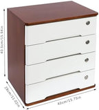 Wooden Desk Organizer with Lockable Drawers, 4-Tier Countertop Storage Cabinet File Cabinet Jewelry Organizer Home Office Supplies Organization Unit (Walnut&White-4 Lock) - Image 3