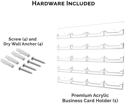 Marketing Holders Hanging Business Card Holders 20 Pocket Clear Acrylic Slots Display Rack with Hardware for 3.5" x 2" Horizontal Gift or Appointment Cards - Image 6