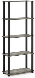 Furinno TURN-S-TUBE Book Shelf, 5-Tier Toolless Storage Shelves with Square Tubes, Shelving Unit for Organization and Storage for Living Room, Home Office, French Oak - Image 6