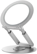 Telescopic Laptop Stand with 360° Rotation, Adjustable Height & Tilt Swivel Laptop Riser, Ergonomic Standing Desk Converter for 10-17" MacBook Pro/Air, Dell, HP – Supports up to 22lbs (Silver) by anifrim