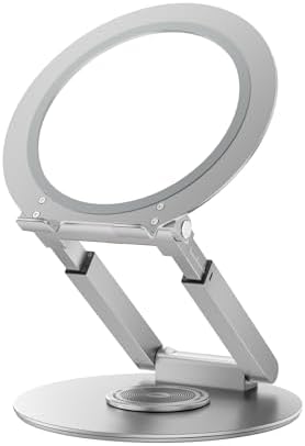 Telescopic Laptop Stand with 360° Rotation, Adjustable Height & Tilt Swivel Laptop Riser, Ergonomic Standing Desk Converter for 10-17" MacBook Pro/Air, Dell, HP – Supports up to 22lbs (Silver) by anifrim