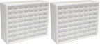 Akro-Mils 64-Drawer Plastic Drawer Storage Cabinet for Garage Organization, Bead Organizer, Building Bricks Storage, Teacher Toolbox, Makeup Organizer, 20-Inch W x 6-Inch D x 16-Inch H, 10164 White by Akro-Mils