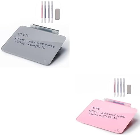 Small Desktop Glass Dry-Erase whiteboard - 8 X 6 Inches × 2 by TSJOFFICE-WipeCleanThinkGreenWorkSmart
