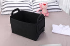 Minoisome Storage Basket Felt Storage Bin Collapsible& Convenient Box Organizer with Carry Handles for Office Bedroom Closet Babies Nursery Toys Laundry (Black, 15.7inch（L）×11inch（W）×10inch（H）) - Image 3