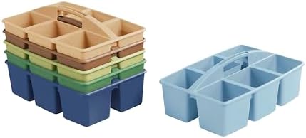 ECR4Kids 6-Compartment Large Plastic Caddy, Multipurpose Organization, Earthtone, 6-Pack by ECR4Kids