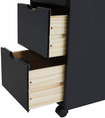 Jela-USA Solid Pine Wood 8 Drawer Rolling Cart, Black - Image 7