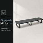 Mount-It! 39" Extra Long Dual Monitor Stand Riser – Ergonomic Desk Organizer for 2 Monitors, Laptop, TV, or Printer – Heavy-Duty Steel & Wood Desktop Shelf with Storage – Supports 44 Lbs – Black - Image 4