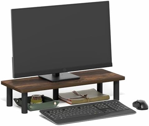 Rectangle Monitor Riser, Toolless Assembly Laptop Stand for Desk, Office Desk Accessories, Desk Organizers and Accessories, Monitor Stand Riser, For Dorm, Study Room, Amber Pine - Image 5