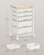 VASAGLE Rolling Cart with Drawers,5 Drawers Storage Cart, White - Image 3
