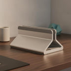Vertical Stand with Adjustable Width Compact Vertical Laptop Stand Lightweight Desktop Laptop Holder for Home Office, Silver - Image 7
