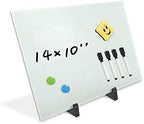 Magnetic Small Glass Whiteboard Desktop, ZHIDIAN 14x10 Portable Tempered Glass Dry Erase Board Panel with Adjustable Stand for Desk, Tabletop Glass Writing Board Easel for Office Home by ZHIDIAN