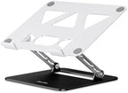 Aoviho Adjustable Laptop Stand for Desk,Portable Laptop Stand Holder and Riser,Foldable Aluminum Notebook Computer Stands for MacBook Air Pro HP Lenovo Dell Samsung, 10-15.6 inch (Silver-Gray-Black) by Aoviho