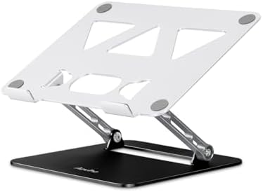 Aoviho Adjustable Laptop Stand for Desk,Portable Laptop Stand Holder and Riser,Foldable Aluminum Notebook Computer Stands for MacBook Air Pro HP Lenovo Dell Samsung, 10-15.6 inch (Silver-Gray-Black) by Aoviho