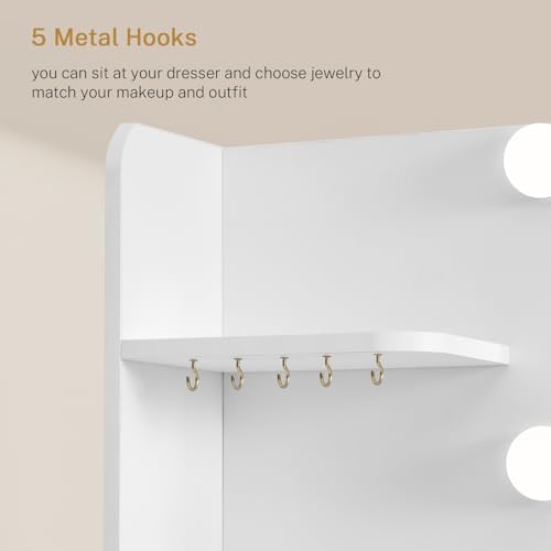 FIONESO Large Vanity Desk with Mirror and Lights, Makeup Vanity with 11 Drawers & 6 Open Shelves, 3 Lighting Modes, Brightness Adjustable, Vanity for Girls, White - Image 6