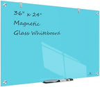 TSJ OFFICE White Board for Wall - 36" x 24" Blue Glass Board 3 X 2 FT by TSJOFFICE-WipeCleanThinkGreenWorkSmart