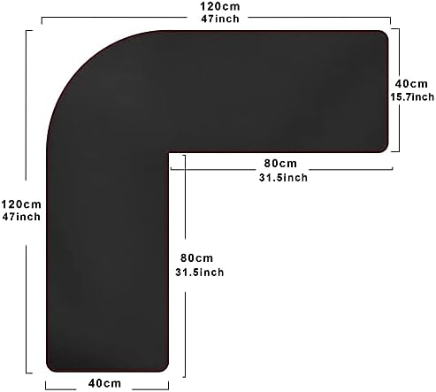 ZORESYN PU Leather L-Shaped Desk Mat, Black (47" + 47") x 15.7" - Image 2