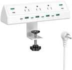 Jgstkcity 90W Desk Clamp Power Strip,12 USB Ports (6 PD 45W USB-C),Surge Protector,ETL Listed Power Hub Extension Cord,Fast Charging Station for Home Office Desk Edge Mount (White, 12 USB-90W) by Jgstkcity