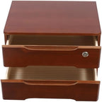 Wood Desk Organizer with 2 Drawers, Lockable Desktop Countertop Storage Cabinet for Home Office Supplies File Tabletop Organizing Unit (Dark Brown) - Image 5