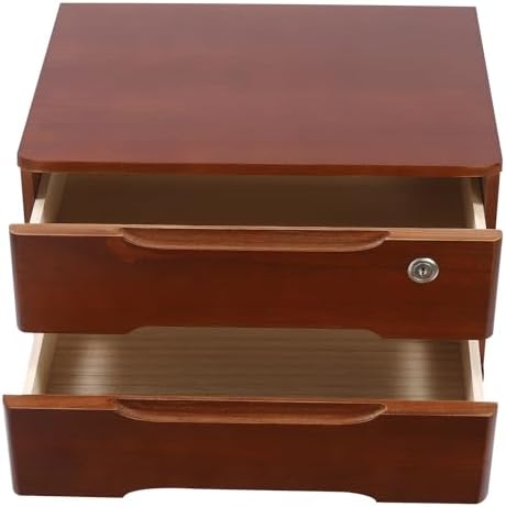 Wood Desk Organizer with 2 Drawers, Lockable Desktop Countertop Storage Cabinet for Home Office Supplies File Tabletop Organizing Unit (Dark Brown) - Image 5