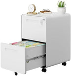 2 Drawer Mobile File Cabinet with Lock, 4 Keys and 25 Letter File Folders - Image 4