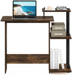 Furinno Efficient 29-Inch Rustic Brown Computer Desk with Side Shelves, Gaming Desk with 3 Open Shelves, Home Office Desk, for Home Office, Study Room, Dorm, Bedroom, Amber Oak - Image 4