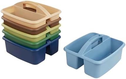 ECR4Kids 2-Compartment Large Plastic Caddy, Multipurpose Organization, Earthtone, 6-Pack by ECR4Kids