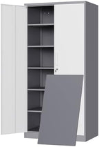 Yizosh Metal Storage Cabinet with 2 Locking Doors and 5 Adjustable Shelves, 72" Garage Storage Cabinet Steel Lockable for Office,Home,Garage by Yizosh
