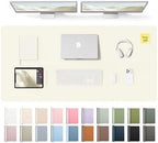 YSAGi Leather Desk Pad Protector, Office Desk Mat, Large Mouse Pad, Non-Slip PU Leather Desk Blotter, Laptop Desk Pad, Waterproof Desk Writing Pad for Office and Home (Cream,55" x 24") by YSAGi