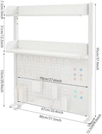 Pegboard Clamp-On Desk Bookshelf, White Desk Organizer Shelf with Adjustable Shelf & Hooks - 44 lbs Capacity, Modern Pegboard Table Display Stand for Office Home Gaming Children's Room, Easy Assemble - Image 3