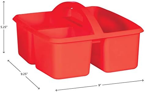 Teacher Created Resources Red Portable Plastic Storage Caddy 6-Pack for Classrooms, Kids Room, and Office Organization, 3 Compartment - Image 3