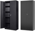 Fesbos Metal Storage Cabinet-71” Tall Steel File Cabinets with Lockable Doors and Adjustable Shelves-Black Steel Storage Cabinet for Home,Kitchen, School, Office, Garage by Fesbos
